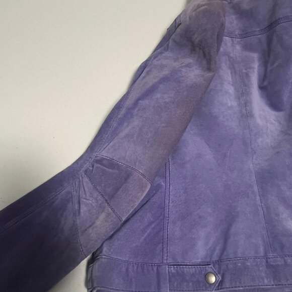 Danier Suede Leather Moto Jacket Womens M Purple Asymmetrical Full Zip - Picture 13 of 16